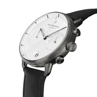 Chronograph Watch - Nordgreen Pioneer Black Leather 42mm Gun Metal Case Watch