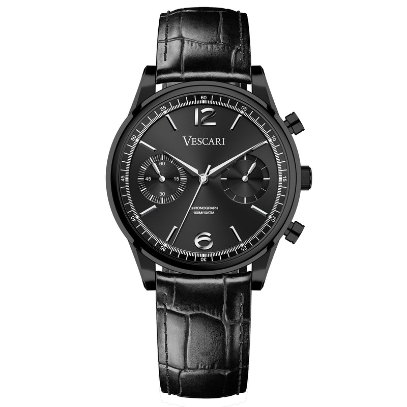 Chronograph Watch - Vescari Chestor Men's Black Chrono Watch VSC-02BS-01
