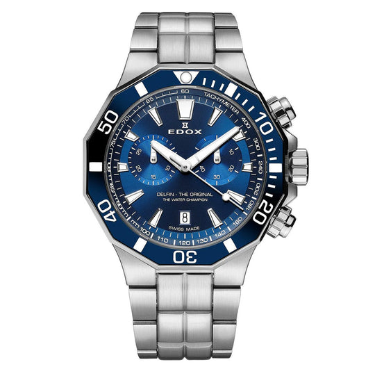 Edox Men's Watch Delfin The Original Chronograph Blue 10112-3BUM-BUIN