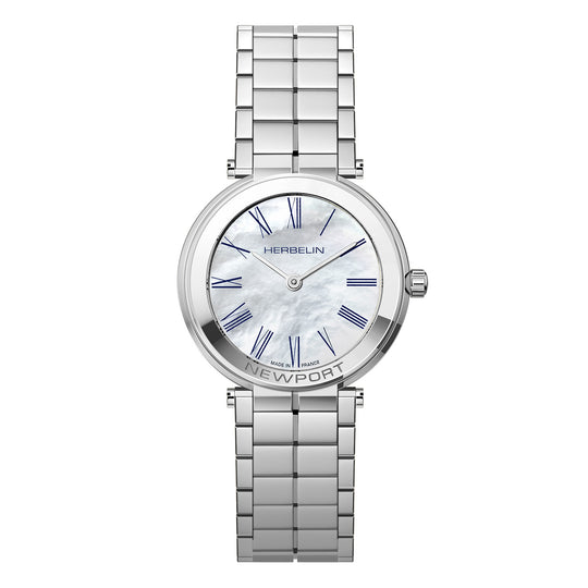Herbelin Newport Slim Ladies White Mother of Pearl Watch 16922B09