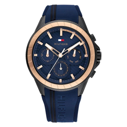 Tommy Hilfiger Men's Watch Chronograph Aiden Blue/Rose Gold1791860