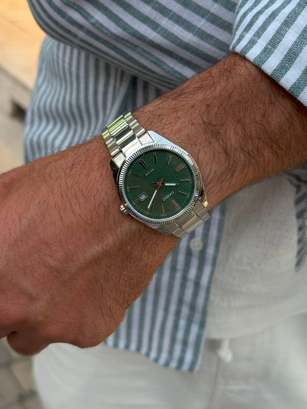 Casio Matte Men's Green Silver Watch
