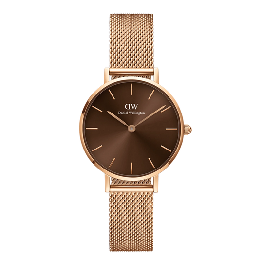 Daniel Wellington Ladies Rose Gold Petite Amber Watch DW00100477