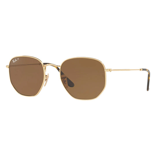 Ray-Ban Hexagonal RB3548N Gold Brown Polarised Sunglasses