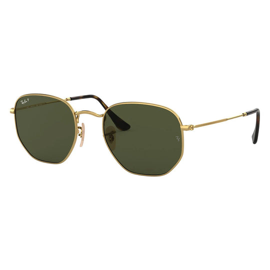Ray-Ban Hexagonal RB3548N Gold Green Polarised Sunglasses