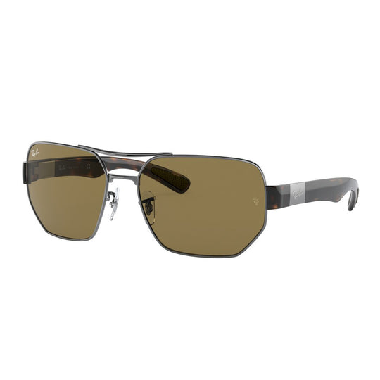 Ray-Ban RB3672 Irregular Gunmetal Brown Sunglasses