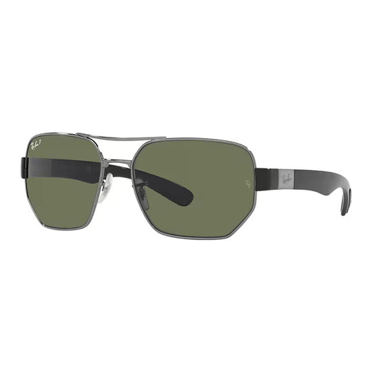 Ray-Ban RB3672 Irregular Gunmetal Polarized Green Sunglasses