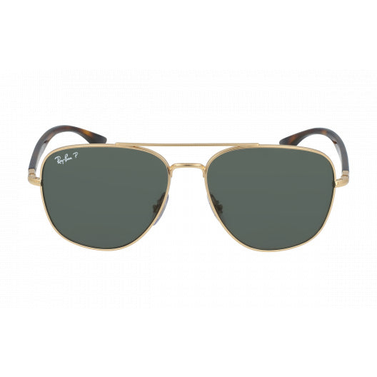 Ray-Ban Square RB3683 Gold Green Polarised Sunglasses