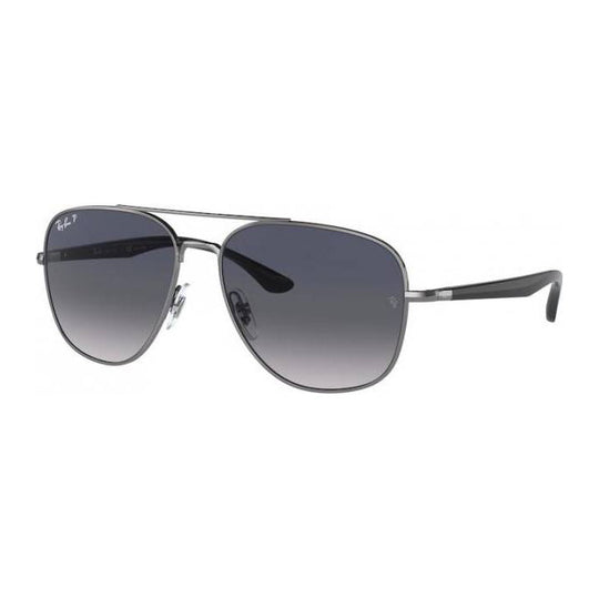 Ray-Ban Square RB3683 Gunmetal Blue Grey Polarised Sunglasses