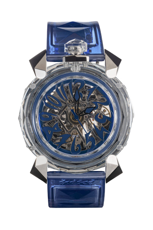 Gagà Milano Watch Crystal 46mm Skeleton Blue