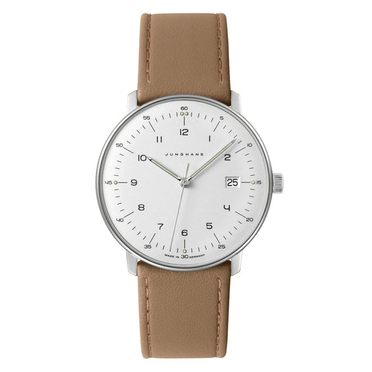 Junghans Max Bill Quarz Men's White Brown Watch 41/4562.02
