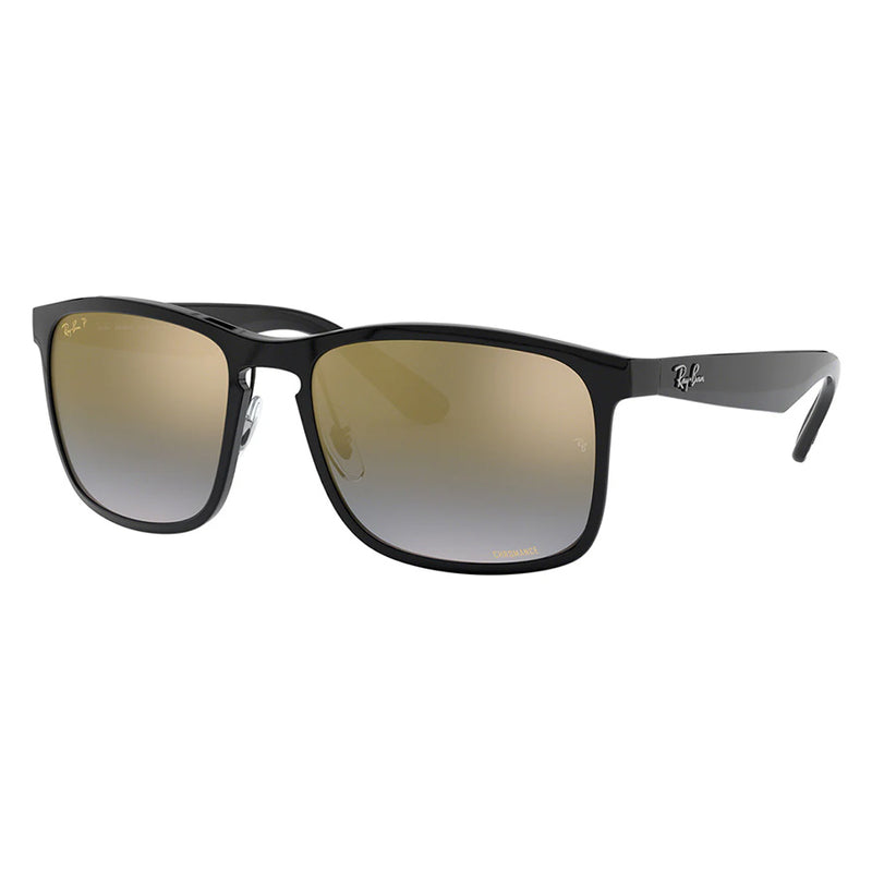 Ray-Ban RB4264 Polarised Black Gold Gradient Mirror Sunglasses