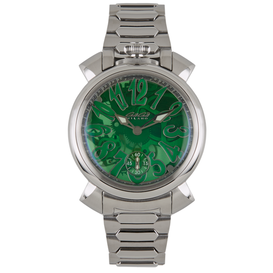 GaGà Milano Watch Manuale Forty-Four 44mm Skeleton Steel Green