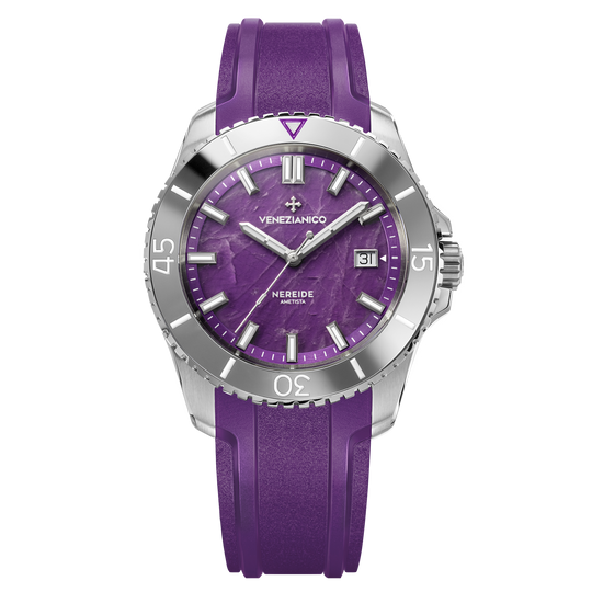 Venezianico Nereide Ametista Men’s Diver Automatic Purple Stone Watch 4521545