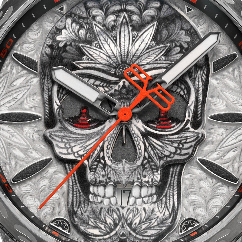 Bomberg Bolt-68 Neo Tattooed Cancun Skull Limited Edition Silver Watch Bomberg Bolt-68 Neo Tattooed Cancun Skull Limited Edition Silver Watch