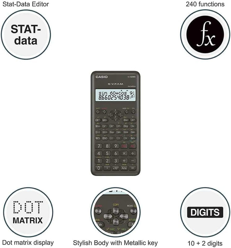 Casio Calculator FX-82MS-2-W 2nd Edition 2-Line Display