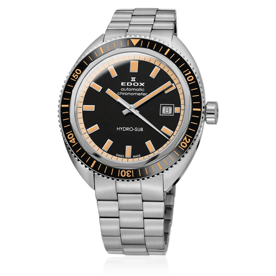 Edox Hydro-Sub Men's Silver Black Watch 80128-3NBM-NIB