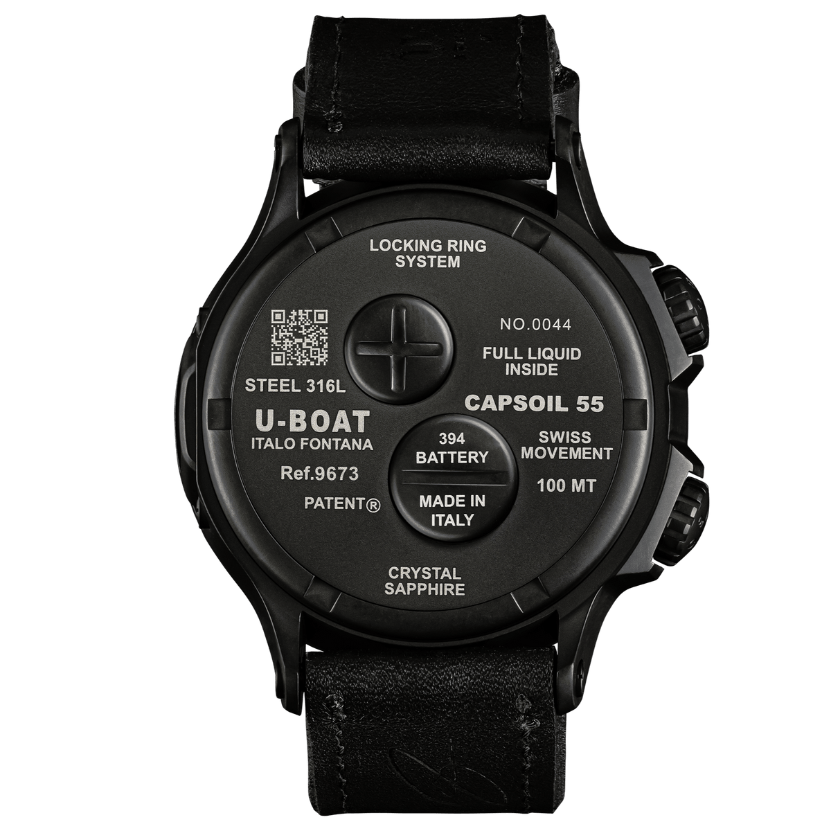 9673 U-Boat Men's Watch Capsoil Doppiotempo 55mm Black Red Rehaut 9673