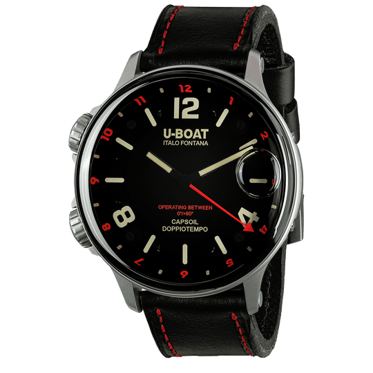 U-Boat Men's Watch Capsoil Doppiotempo 55mm Silver Red Rehaut 9674