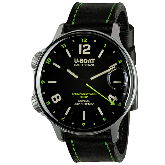 U-Boat Men's Watch Capsoil Doppiotempo 55mm Black Green Rehaut 9676