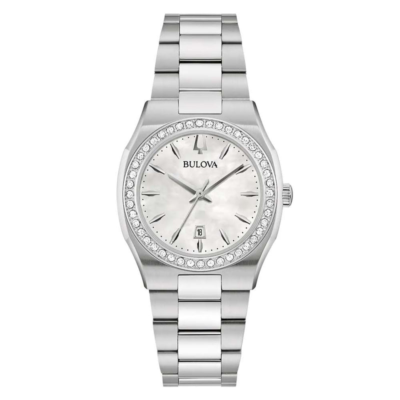 Bulova Surveyor Ladies' White Mother of Pearl Diamond Quartz Watch