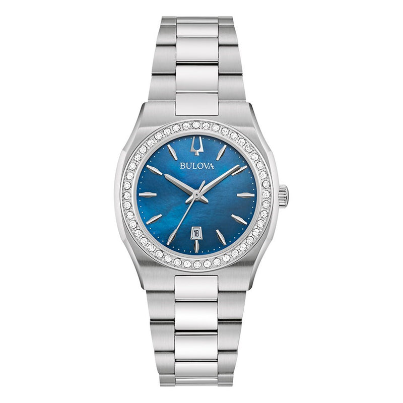 Bulova Surveyor Ladies' Blue Mother of Pearl Diamond Quartz Watch