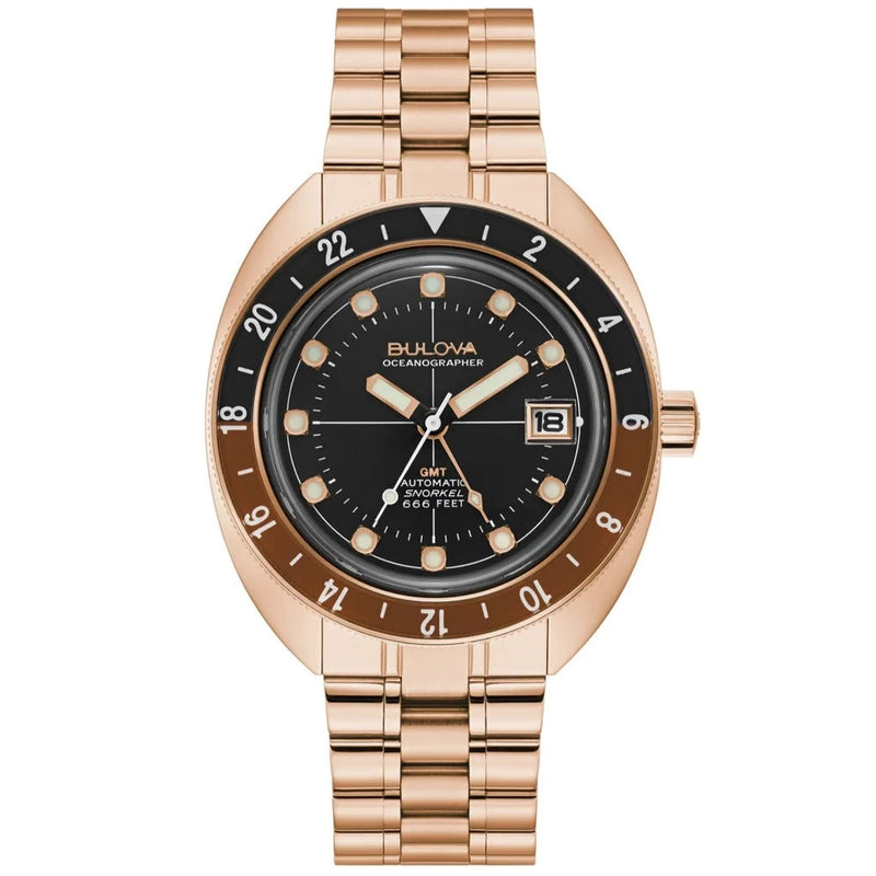 Bulova Oceanographer Automatic Men's Rose Gold Watch 97B215 from