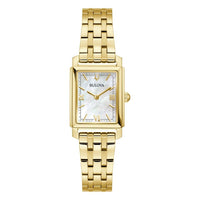 Bulova Sutton Ladies' Gold Rectangular White Mother of Pearl Quartz Watch
