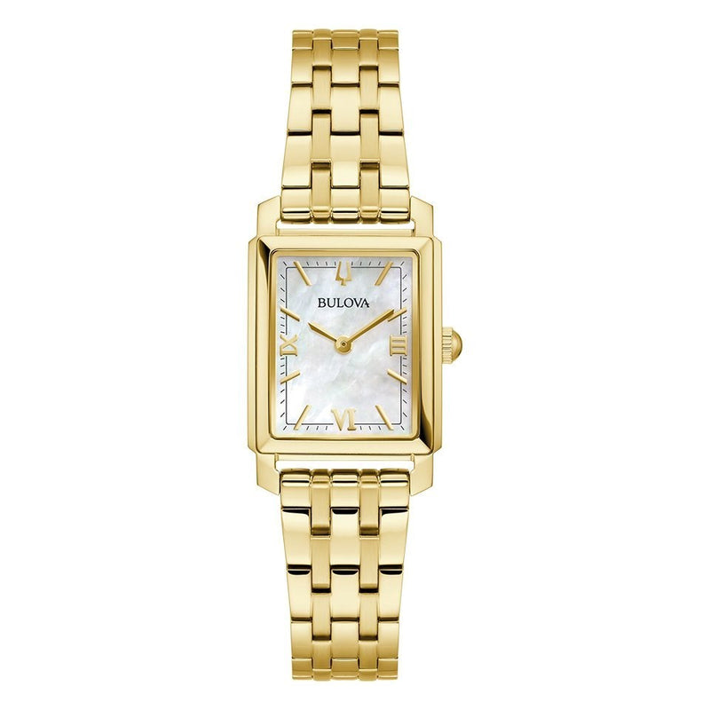Bulova Sutton Ladies' Gold Rectangular White Mother of Pearl Quartz Watch