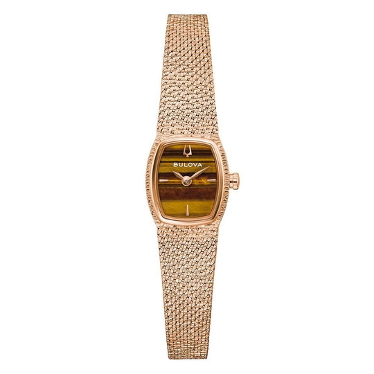 Bulova Goddess of Time Ladies' Tigers Eye Rose Gold Quartz Watch