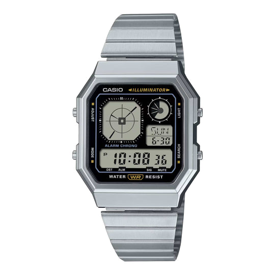 Casio Retro Vintage Unisex Silver Black Digital Watch