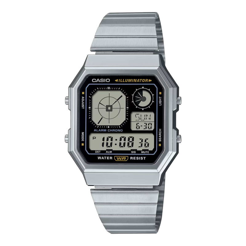 Casio Retro Vintage Unisex Silver Black Digital Watch