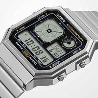 Casio Retro Vintage Unisex Silver Black Digital Watch
