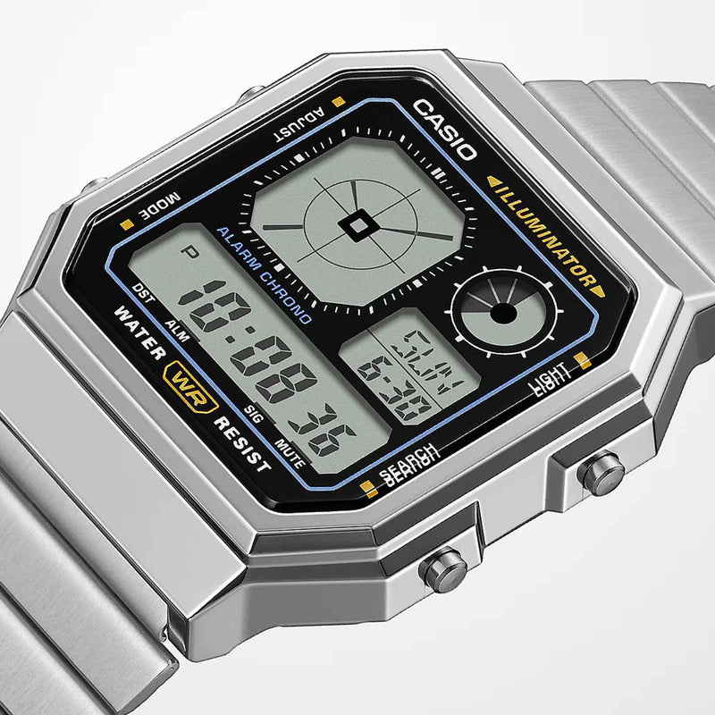 Casio Retro Vintage Unisex Silver Black Digital Watch