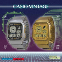 Casio Retro Vintage Unisex Silver Black Digital Watch