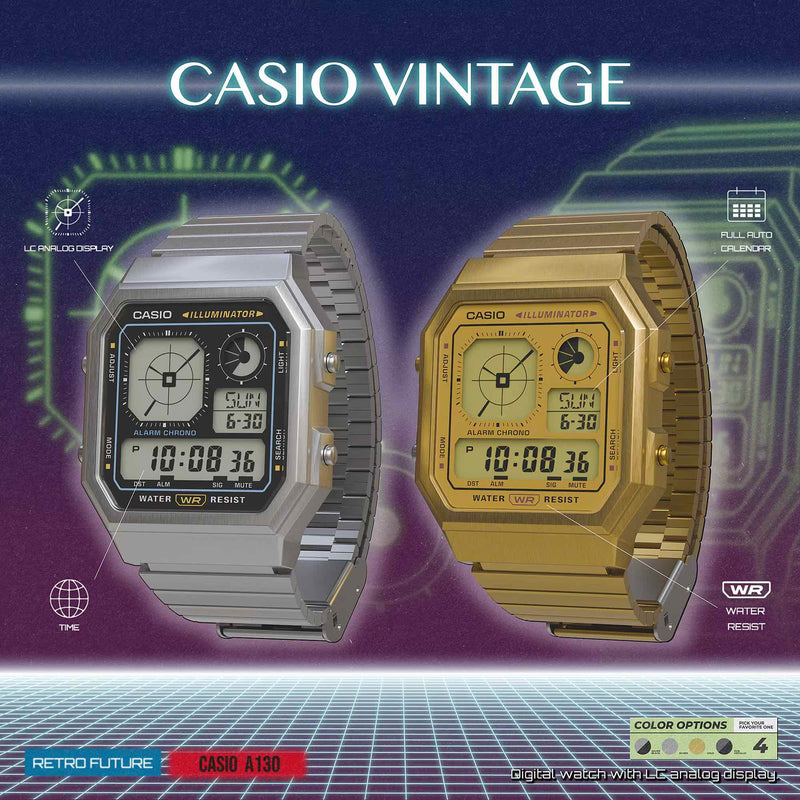 Casio Retro Vintage Unisex Silver Black Digital Watch