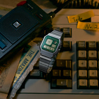 Casio Retro Vintage Unisex Silver Green Digital Watch