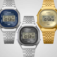 Casio Vintage Unisex Silver Blue Sunray Digital Watch
