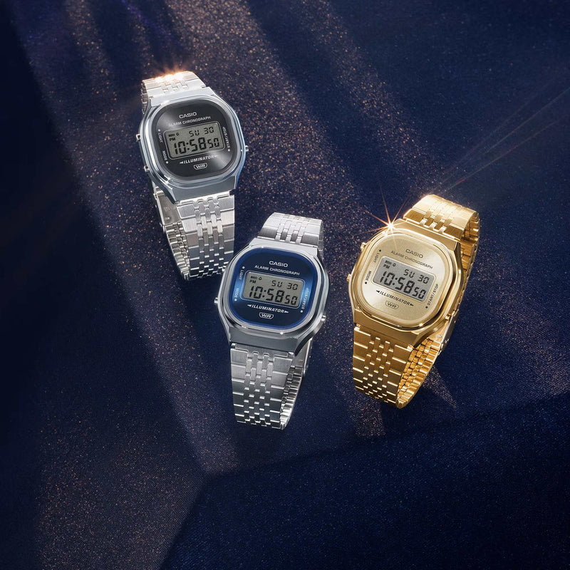 Casio Vintage Unisex Silver Grey Sunray Digital Watch