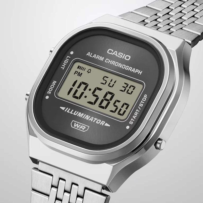 Casio Vintage Unisex Silver Grey Sunray Digital Watch