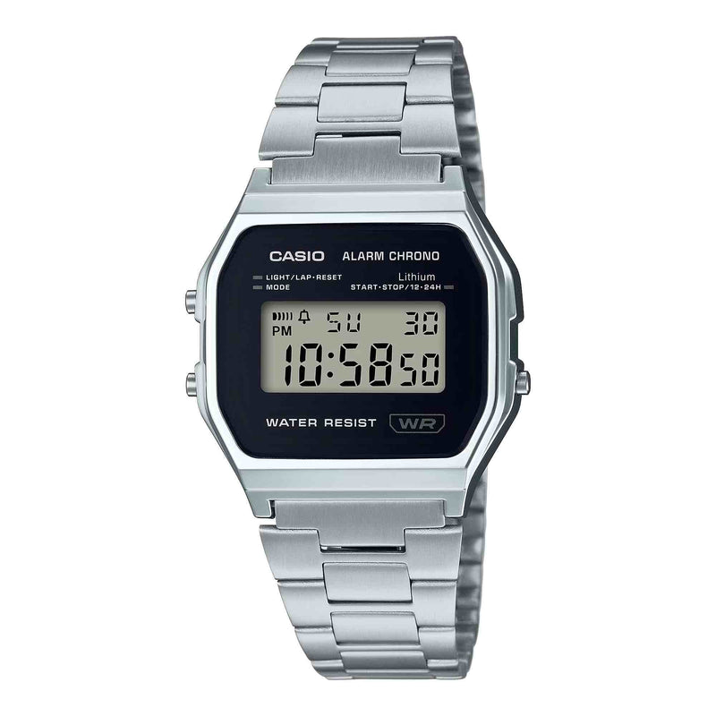 Casio Iconic Vintage Unisex Silver Black Digital Watch