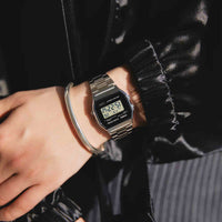 Casio Iconic Vintage Unisex Silver Black Digital Watch