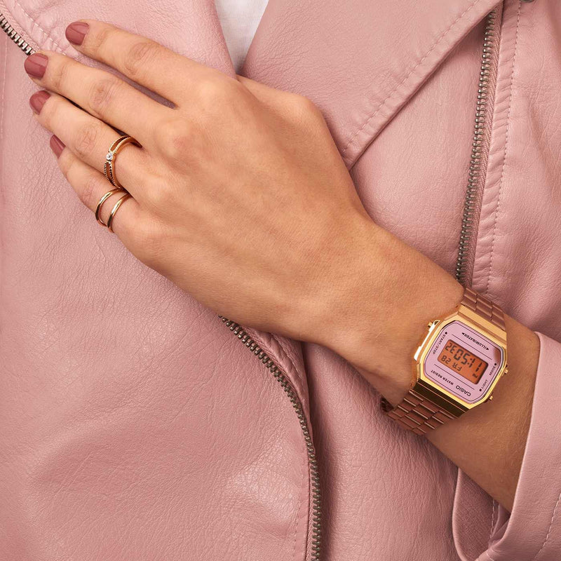 Casio Vintage Unisex Rose Gold Purple Digital Watch