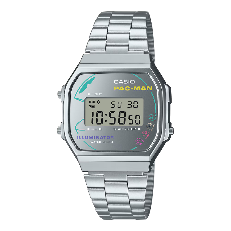 Casio PAC-MAN Vintage Unisex Silver Digital Watch