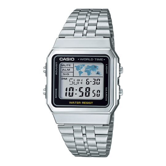 Casio Vintage Unisex Silver Digital Watch A500WA-1DF