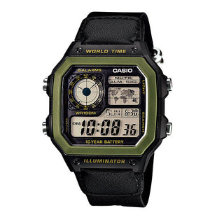 Casio Watch Digital World Time Illuminator Green
