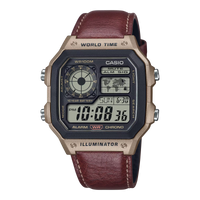 Casio World Time Illuminator Men's  Brown Digital Watch