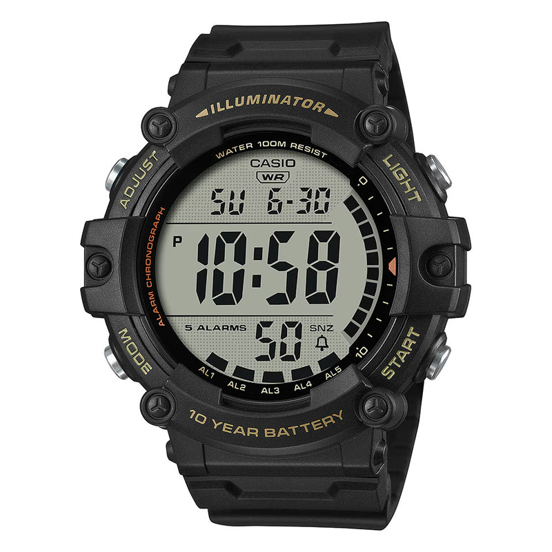 Casio Illuminator Men's Extra Long Strap Black Digital Watch