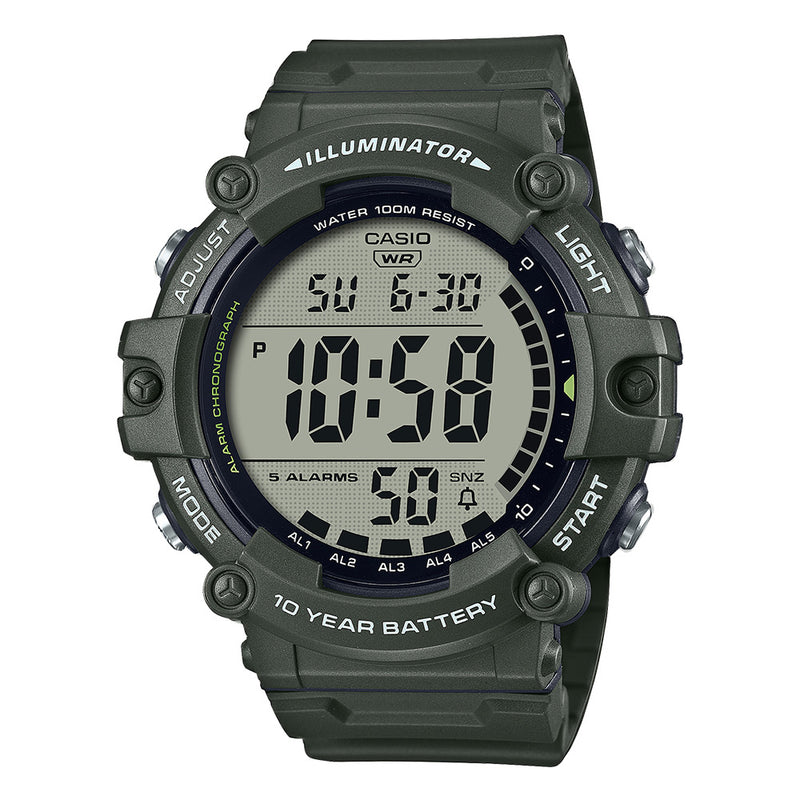 Casio Illuminator Men's Extra Long Strap Green Digital Watch