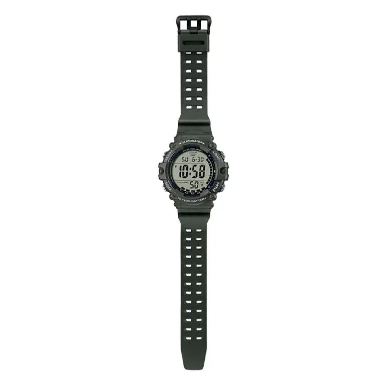 Casio Illuminator Men's Extra Long Strap Green Digital Watch